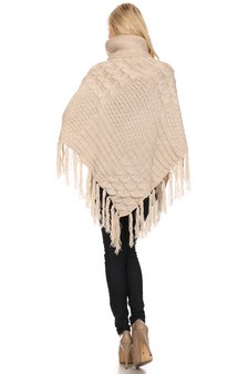 Women's Turtleneck Cable Knit Poncho style 5