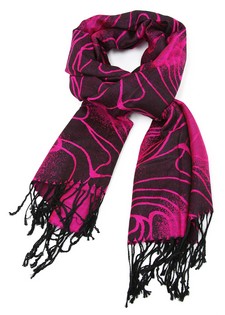 PASHMINA SCARF WITH OVERSIZED ROSE OUTLINES style 5
