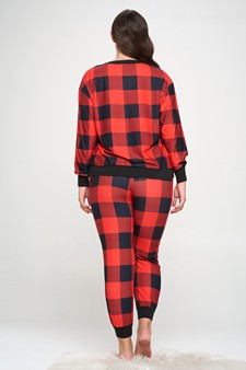 Women’s Decked Out In Plaid Christmas Loungewear Set style 3