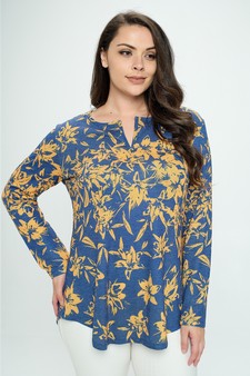 Women’s Keeping it Simple Floral Long Sleeve Top  (XL only) style 4
