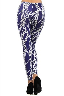 Stella Elyse - White & Navy Chain Link Printed Legging style 3