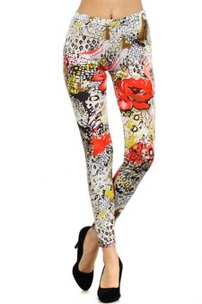 Lady's STELLA ELYSE Art Plus Size Animal Rose Printed Legging style 2