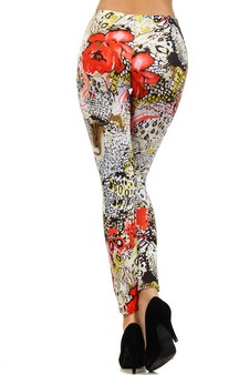 Lady's STELLA ELYSE Art Plus Size Animal Rose Printed Legging style 3