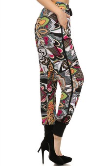 Lady's Printed Joggers-Retro/Hippy Print style 2