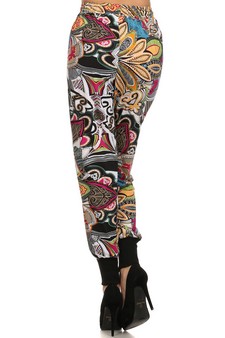 Lady's Printed Joggers-Retro/Hippy Print style 3