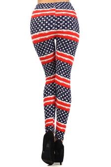 Ladies Distressed Flag Peach Skin Leggings style 3