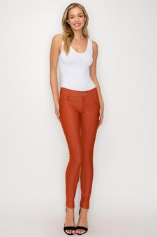 Women's Herringbone Jeggings (Rust) style 4