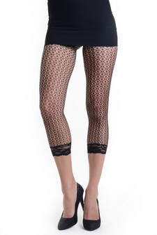 Lady's Plum Blossoms Fashion Designed Fishnet Capri Tights style 2