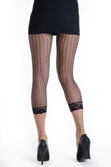 Lady's Plum Blossoms Fashion Designed Fishnet Capri Tights style 3