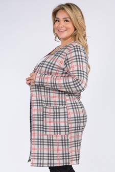 Women's Plaid Duster Cardigan with Pockets style 2