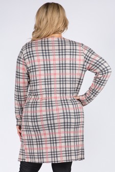 Women's Plaid Duster Cardigan with Pockets style 3