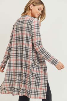 Women's Plaid Duster Cardigan with Pockets style 4