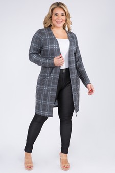 Women's Plaid Duster Cardigan with Pockets style 4