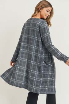 Women's Plaid Duster Cardigan with Pockets style 4